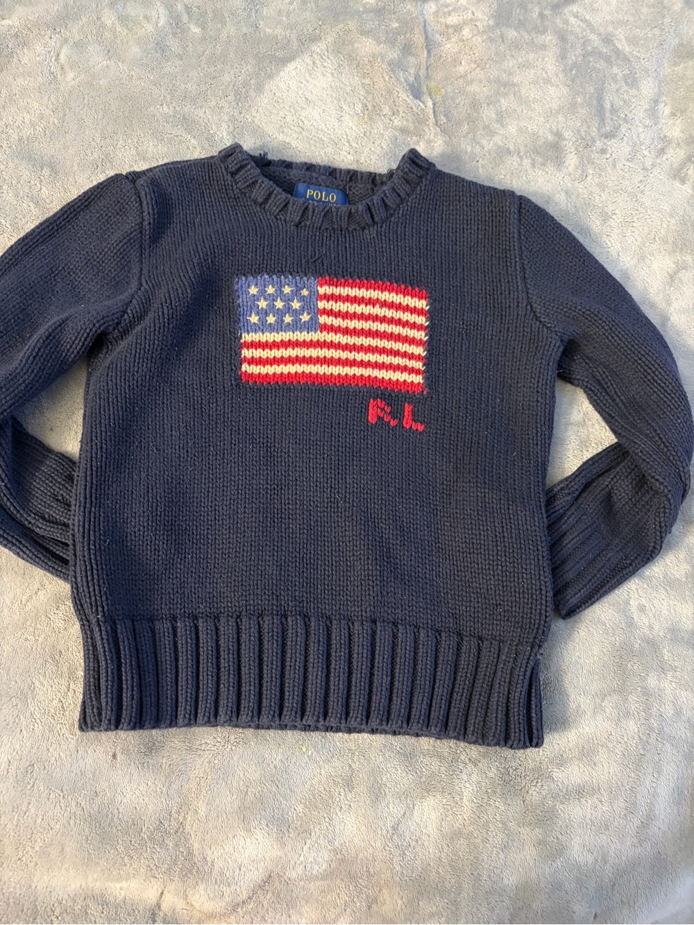 Polo by Ralph Lauren Navy American Flag Knit Sweater - Kids